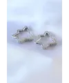 Gümüş Renk Yıldız Model Zirkon Taşlı Pirinç Kadın Küpe