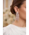 Gümüş Renk Zirkon Taşlı Çelenk Model Kadın Abiye Küpe