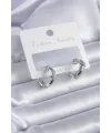 Gümüş Renk Zirkon Taşlı Halka Model Pirinç Kadın Küpe