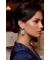 Gümüş Renk Zirkon Taşlı Kare Model Kadın Abiye Küpe