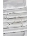 Gümüş Renk Zirkon Taşlı Pirinç 3lü Kadın Bileklik Kombini