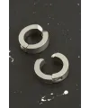 Gümüş Renkli Kıstırmalı Erkek Çelik Küpe 1,5 cm