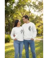 Günü Özel Bisiklet Yaka Baskılı Oversize Sweatshirt - Beyaz