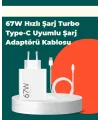 Güvenli Ve Hızlı Şarj İçin 67w Turbo Adaptör Type-c Kablo İle