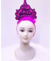 Happy Birthday Neon Fuşya Renk Doğum Günü Tacı 24x15 cm