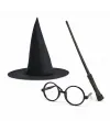 Harry Potter Tarzı Çocuk Seti (Siyah Keçe Şapka, Asa, Gözlük)