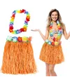 Hawaii Luau Aloha Turuncu Püsküllü 40 Cm Etek Ve Hawaii Kolye Seti