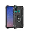 Huawei P40 Lite E Kılıf Sofya Yüzüklü Silikon Kapak - Siyah