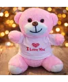 I Love You Tişörtlü Pembe Peluş Ayıcık