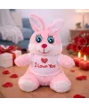 I Love You Tişörtlü Sevimli Pembe Peluş Tavşan