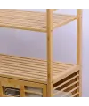 İbico İ21-150 Kirli ( 2 Kat Organizer Raflı & 2 Bölmeli ) ( Önden Çek Aç ) ( Kalın Ahşap Bambu ) Kirli Çamaşır Sepeti ( 80x33x87cm )*4