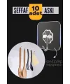 ieg™ 10'lu Şeffaf Kendinden Yapışkanlı Güçlü Askı Kancası, Banyo Mutfak Organizer, İz Bırakmaz Pratik Askı