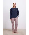 %100 Pamuklu Uzun Kol Sweatshirt ve Ekose Pantolon Pijama Takımı