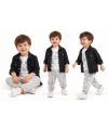 2-6 Yaş Müslin Gömlekli Tişörtlü 3lü Çocuk Takımı