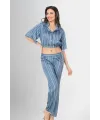2li Desenli Saten Pijama Takımı