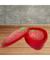 2li İç İçe Geçebilen Çilek Model Saklama ve Beslenme Kabı Seti (550 ml + 250 ml)
