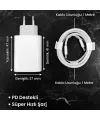 25W Hızlı Şarj Adaptörü USB-C to Type-C Kablolu – PD Destekli, Süper Hızlı Şarj Cihazı