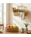 2’li Duvar Askılı Plastik Rattan Organizer – Oval Hasır Görünümlü Mutfak Raf Sepeti, Banyo ve Ev İçi Düzenleme Ünitesi