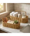 2’li Duvar Askılı Plastik Rattan Organizer – Oval Hasır Görünümlü Mutfak Raf Sepeti, Banyo ve Ev İçi Düzenleme Ünitesi