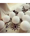 2m 10lu Işıklı Beyaz Top Dekoratif Süs
