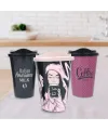 3 Adet Kahve Bardağı Seti Dekoratif Plastik Kahve Muhafaza Bardağı