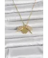 316L Çelik Gold Renk Açılabilir Yonca Model Zirkon Taşlı Kadın Kolye TJ-BKO11048