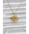 316L Çelik Gold Renk Bohem Güneş Model Kadın Kolye TJ-BKO11047