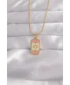 316L Çelik Gold Renk Karışık Mineli Ay Figür Tarot Kolye TJ-BKO9036