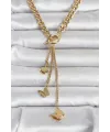 316L Çelik Gold Renk Kelebek Sallantılı Kadın Kolye TJ-BKO11043