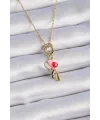 316L Çelik Gold Renk Renkli Kalp Figür Charm Model Kadın Kolye TJ-BKO9320
