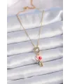 316L Çelik Gold Renk Renkli Kalp Figür Charm Model Kadın Kolye TJ-BKO9320