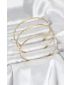 316L Çelik Gold Renk Simli Model Ajda 65 mm Kadın Bileklik TJ-BB8076