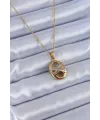 316L Çelik Gold Renk Zirkon Taşlı Kadın Kolye TJ-BKO7635