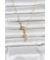 316L Çelik Gold Renk Zirkon Taşlı Y Kadın Kolye TJ-BKO11053