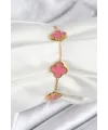 316L Çelik Gold Zincir Pembe Yonca Renk Bileklik TJ-BB7908