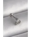 316L Çelik Gümüş Renk Üçgen Zirkon Taşlı Tragus Piercing TJ-PR1239