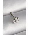 316L Çelik Gümüş Renk Zirkon Taşlı Çiçek Model Tragus Piercing TJ-PR1283
