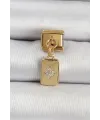 316L Çelik Sallantılı Zirkon Taşlı Kutup Yıldızı Figürlü Dikdörtgen Model Gold Renk Nomination Charm TJ-BC1406
