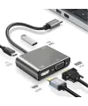 4’ü 1 Arada Type-C to Hub Dönüştürücü Adaptör – 4K Ultra HD HDMI & VGA Görüntü Aktarımı, PD Hızlı Şarj Destekli, USB Çoklayıcı