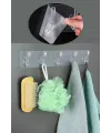 5li Güçlü Yapışkanlı Şeffaf Duvar Askısı Banyo Mutfak Düzenleyici Pratik Askılık