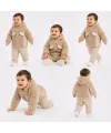 6/24 Ay Deri Detaylı Ceketli Kuzu Bebek Takımı