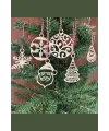 6 Parça Kırmızı Beyaz İpli Noel Babalı ve Kar Tanesi Model Ahşap Yılbaşı Ağaç Süsü