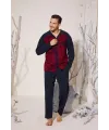 ieg™  8025 Erkek  V Yaka Boydan Düğmeli Pijama Takımı