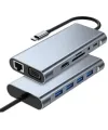 8in1 Type-C Çoklayıcı Hub HDMI 4K USB 3.0 SD TF Kart RJ45 Ethernet Dönüştürücü Adaptör