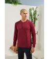 ieg™  9220 Erkek Midi Yaka Uzun Kol Pijama Takım