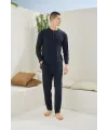 ieg™  9220 Erkek Midi Yaka Uzun Kol Pijama Takım