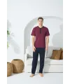 ieg™  9513 Erkek Midi Yaka Kısa Kol Pijama Takım