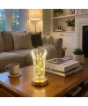 Açık Silindirik Kristal Altın Toz Model LED Masa Lambası – Gold Tabanlı, Dokunmatik, 3 Renk Işık Modlu, Şarjlı Modern Dekoratif Gece Lambası