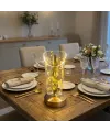 Açık Silindirik Kristal Altın Toz Model LED Masa Lambası – Gold Tabanlı, Dokunmatik, 3 Renk Işık Modlu, Şarjlı Modern Dekoratif Gece Lambası