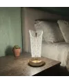 Açık Silindirik Kristal Damla Model LED Masa Lambası – Gold Tabanlı, Dokunmatik, 3 Renk Işık Modlu, Şarjlı Modern Dekoratif Gece Lambası